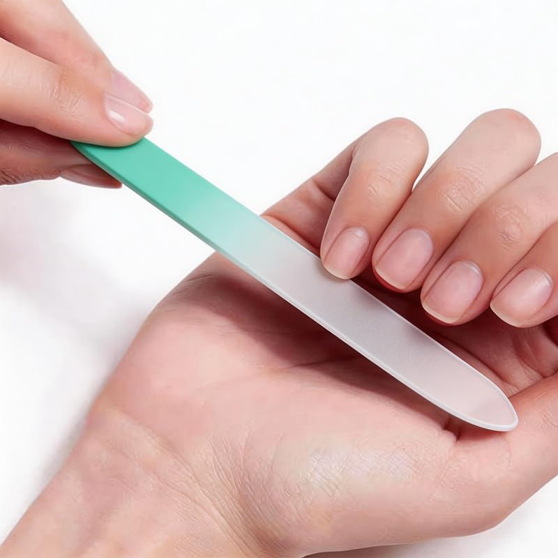 Crystal Glass Nail File with Case for Natural Nails 3 Pack - color: Pink Mint Blue