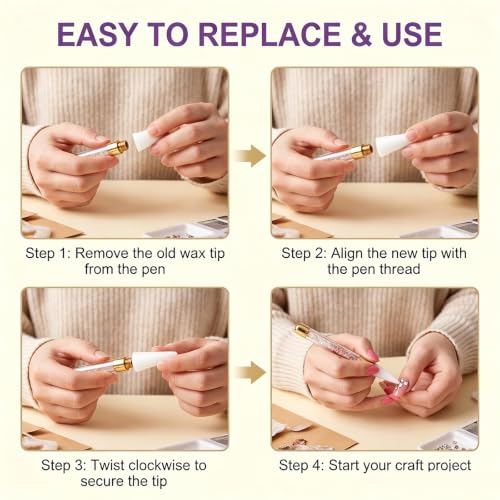 18 Pcs Wax Replacement Head Tips,Nail Rhinestone Picker (White) - color: White