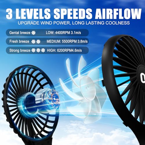 QQT Mini Handheld Fan, Small Personal Cooler with 3 Speeds, Portable Battery Operated, USB Rechargeable Makeup Eyelash Dryer, Strong Airflow for Travel, Office, Outdoor, Women, Men, and Kids (Black) - color: Black