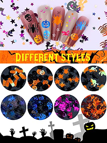 EBANKU Halloween Nail Glitter Sequins Halloween Confetti Pumpkin Ghost - color: Halloween - 3P A