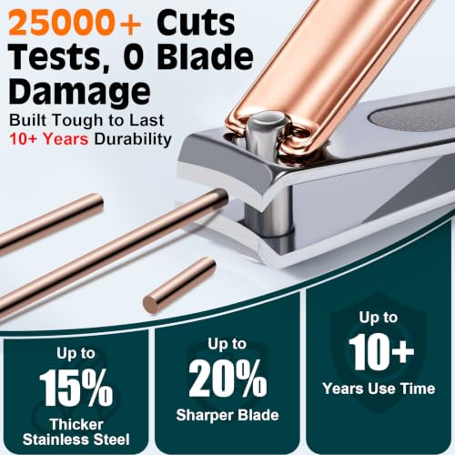 Nail Clippers Set, Fingernail and Toenail Clipper Cutters Trimmers Kit - color: 3Pack - Rose Gold