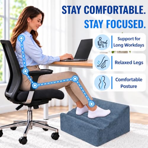 Under Desk Footrest, Multi-Functional Footrest with Portable Handle - color: Denim Light Blue