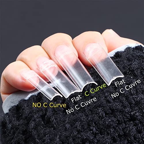 500Pcs Flattened No C Curve XXL Square Clear Half Cover Nail Tips