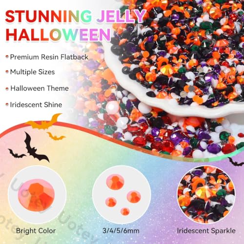 24Grid Halloween Rhinestones Kit 3-6mm, Flatback Gems for Bedazzling - color: S1