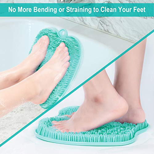 BESKAR XL Larger Shower Foot Scrubber Mat with Non-Slip Suction Cups - color: Green