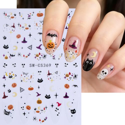 Halloween Nail Art Stickers Decals Spooky Holiday Nail Decals - color: Multicolor-01