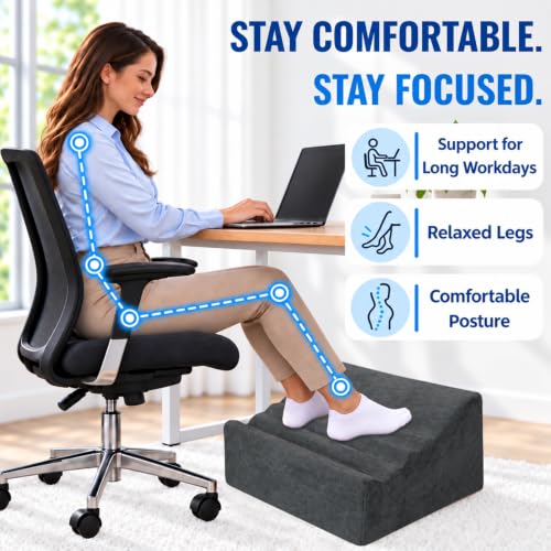 Under Desk Foot Rest, Adjustable Height Foot Stool for Office - color: Dark Gray
