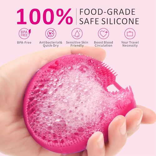 Silicone Body Scrubber Shower Brush,Super Exfoliating Body Brush with Non-Slip Strap-Effective Showering Exfoliation and Gentle Massage for Men Wome,Durable Use Brush (Pink) - color: Pink