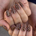Polka Dot Press on Nails Short Almond Brown Fake Nails 24Pcs - color: Color-3