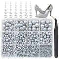qiipii 2-10mm Matte Silver Flatback Half Pearls Nail Charms Half Round Gems - color: Silver, size: Solid Color Half Pearls