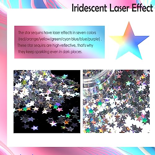 Laza 10g Stars Glitter Confetti Shiny Five-Angle Star False Nail Sequins - color: Holographic Star