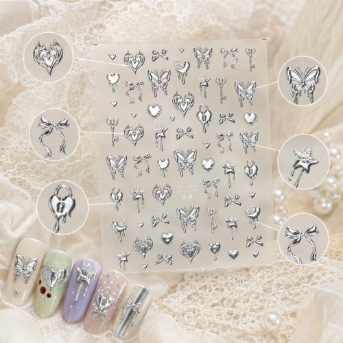 SOFTSOUL 5D Embossed Nail Stickers – Premium Salon-Grade Nail Art Stickers, Self-Adhesive Nail Decals, Long-Lasting, Detailed Textured Designs, Easy DIY Manicure, Home or Salon Use (Flaming Heart) - color: Flaming Heart
