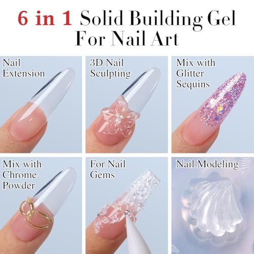 Double Rhythm 3D Nail Gel Clear Solid Sculpting for Art Non-Sticky Hard Gel for Building Carving Molding Nail Extension Soak Off UV/LED Nail Art Salon Home DIY 0.5 Oz (Clear) - color: Clear