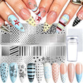 Nail Stamping Plates Kit With Stamper-French Line,Curve,Star,Dot Templates