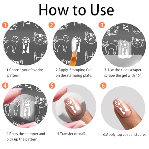 PH PandaHall 3pcs Cute Cat Nail Stamping Plates