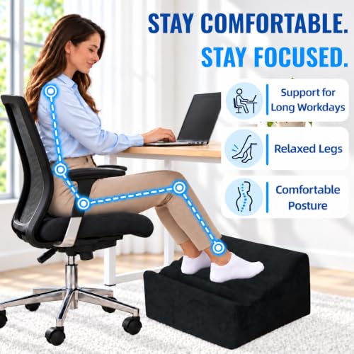 Under Desk Foot Rest, Ergonomic Foot Stool for Office and Home (Black) - color: Black