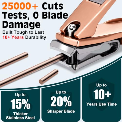 Heavy Duty Toenail Clippers for Thick Ingrown Nails Fingernail Set - color: 8pack - Rose Gold