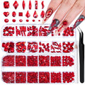 3220Pcs Red Glass Nail Rhinestones Flatback Gems Crystal - color: Red