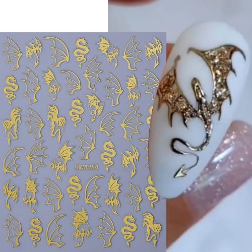 Halloween Dragon Nail Art Stickers Metallic Holiday Nail Decals, 5 Sheets - color: Multicolor-11