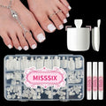 Misssix White Toe Nail Press Ons, 150pcs Press On Toenails with Nail Glue - color: White toe nails