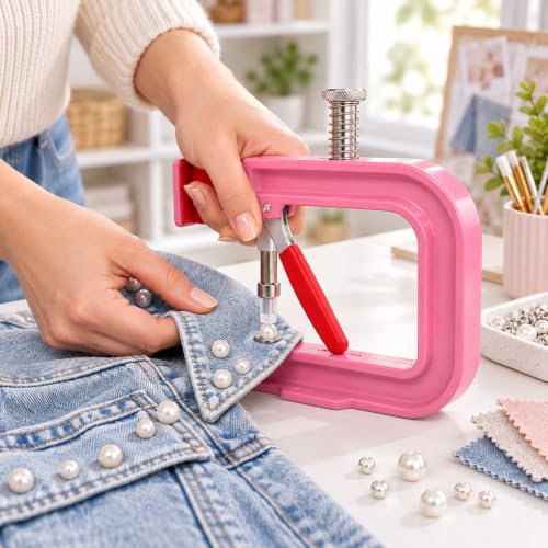 Pearl Beads Hand Press Machine with 1000 Nails 4 Screw Heads and Wrench