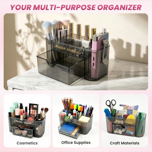 BQAN Clear Acrylic Nail Organizer with Drawer for Nail Tools Storage Black - color: Black