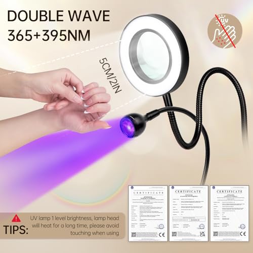 AORAEM UV LED Nail Lamp, Double-Headed Flash Cure Nail Lamp for Gel Nails - color: Soft Black