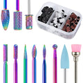 BQAN Carbide Nail Drill Bits Set 10Pcs 3/32" with 75Pcs Sanding Bands - color: Colorful