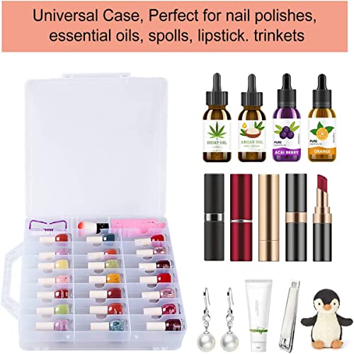SUBAY 2 Pcs Portable Nail Polish Organizer, Clear Double Side Nail Polish Holder ,Gel Nail Storage for 48 Bottles with 6 Adjustable Dividers in Each Side Space Saver - size: 2 Pieces Clear