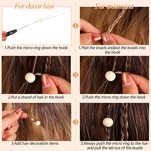 Chuangdi 20 Pieces Hair Extension Loop Threader Hook Needle Tool, Black - color: Black