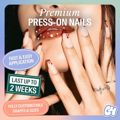 Chillhouse Chill Tips Signatures Press On Nails Kit, Bloodline Bling - 30 Nail Shapes & Sizes, Dual-Sided Buffer & File, Cuticle Stick & Glue - Long-Lasting Nail Art Manicures - color: Bloodline Bling