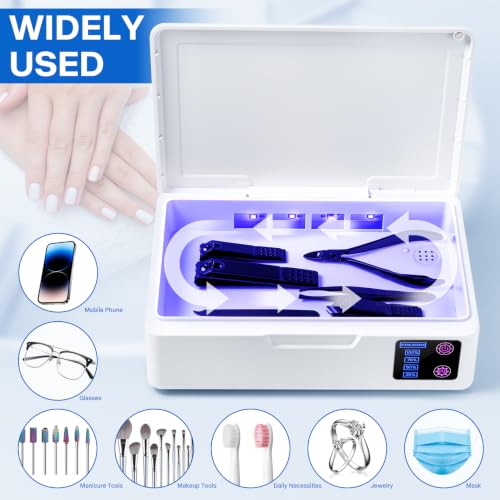 Nail Tool Cleaner Box, With Blue Light Portable USB Charge