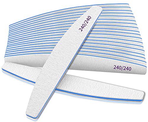 12 PCS Professional Nail File, 240/240 Grit Nail Files for Natural Nails Emery Boards Nail File Doubled Sides Washable Fine Grit Nail File Manicure Tools for Home and Salon Use - size: 240/240 Grit Natural Nails