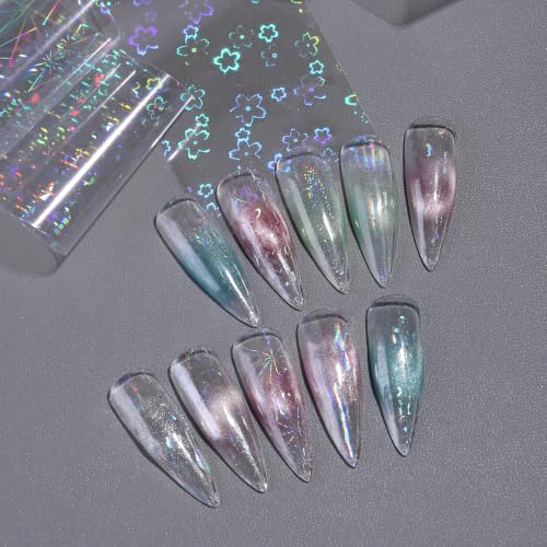 10 Rolls Aurora Nail Foil Iridescent Clear Nail Transfer Foil - color: Clear Iridescent