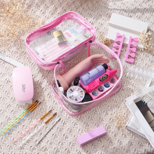 Nail Kit for Beginners with Everything- Practice Hand & Storage Gift Bag - color: Pink