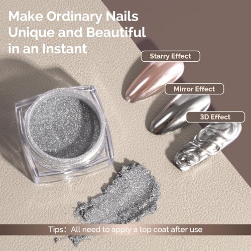 MelodySusie Sliver Chrome Nail Powder for Gel Nails - color: Sliver