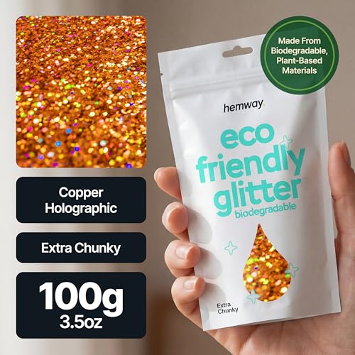 Hemway Biodegradable Glitter Copper Holographic 3.5oz Extra Chunky - color: Copper Holographic, size: Extra Chunky (1/24" 0.040" 1mm)