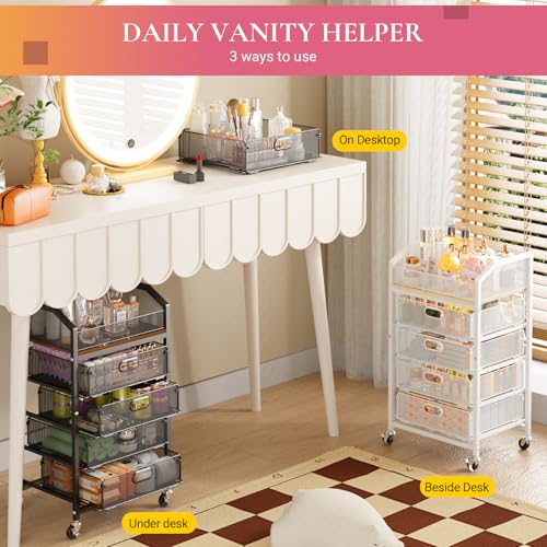 Goovilla Rolling Makeup Organizer Cart with Drawers, 5 Tier Metal, White - color: White, size: 5 Tier