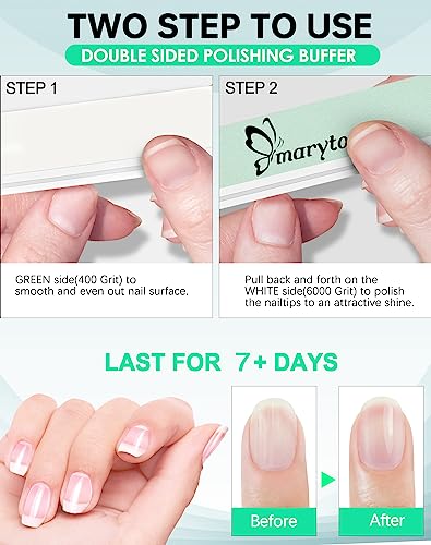Maryton Nail Buffer 10PCS - Salon Shine for Natural Nails, 400 6000 Grit