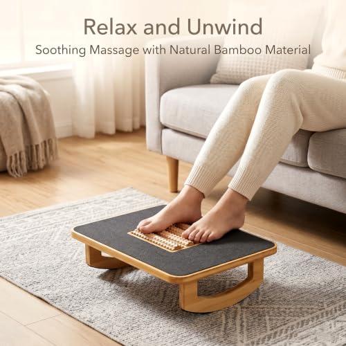 Bamboo Under Desk Foot Rest Foot Stool Rocking Footrest (Nature Semicircle) - color: Nature, size: Semicircle