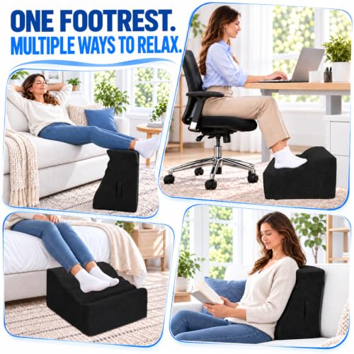 Under Desk Foot Rest, Ergonomic Foot Stool for Office and Home (Black) - color: Black