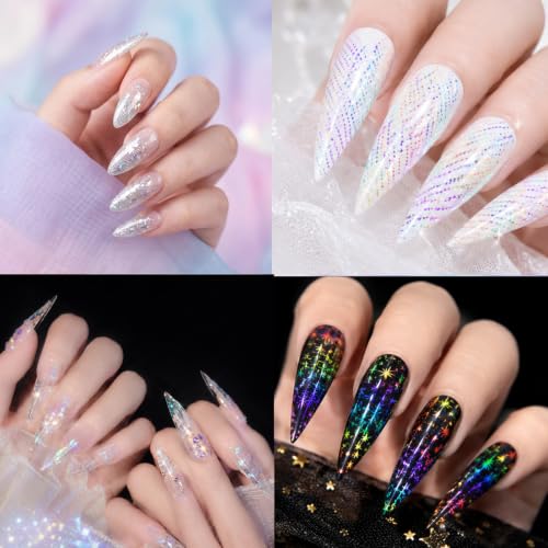 10PCS Nail Foil Transfer Sheets Laser Nail Foil Sheet for DIY Nails