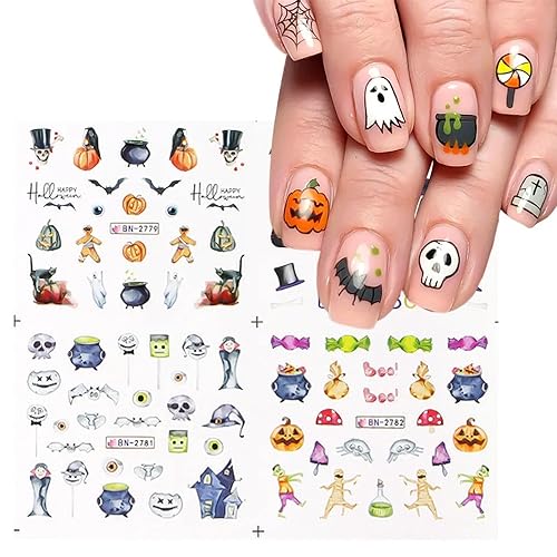 Halloween Nail Art Stickers Water Transfer Nail Stickers Holiday Decoration - style: Ghost