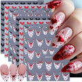 8 Sheets Valentines Nail Stickers for Nail Art 3D Self-Adhesive White French Tip Nail Art Stickers with Cute Bow Love Designs Red Black Heart Nail Decals Nails Supplies for Women Acrylic DIY Manicure - style: French Tip Nail Stickers-1