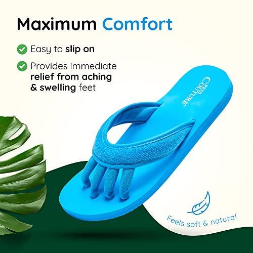 Pedi Couture Pedicure Sandals for Women with Built-In Toe Separators - color: Turquoise-1, size: X-Large
