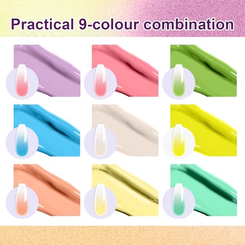 Gradient Painting Gel, 9 Colors Ombre Gel Nail Polish - color: Easter Egg