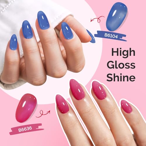 MelodySusie Jelly Gel Nail Polish Set 6PCS Milky or Jelly Texture 15ML - color: Neon Jelly Splash 15ML