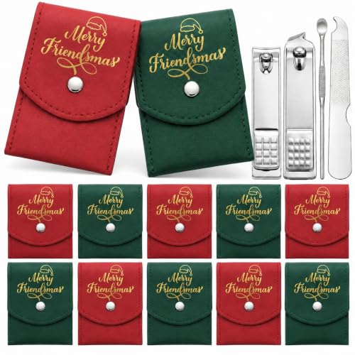12 Pcs Friends Christmas Ornaments Red and Green Manicure Set Bulk - color: Merry Friendsmas