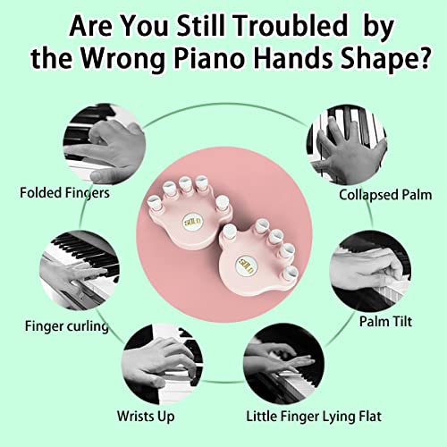 Piano Finger Trainers, Hand Grip Exerciser Ergonomic Training Finger Pressing Posture Correction Tool for Guitar Piano Trigger Finger Training Arthritis Therapy and Grip 2PCS/Set - color: Pink