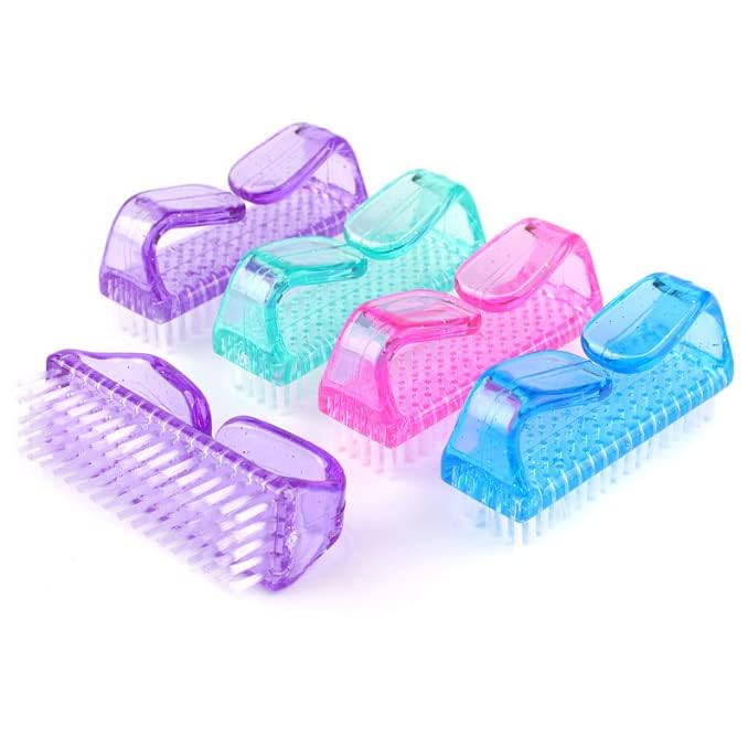 3Pcs Different Kinds of Fingernail brush with Plastic Handle Nail brush for cleaning Fingernails - Easy to use Nail Scrub brush - Nail Cleaner Nail brushes for Hands Feet(blue) - color: Blue